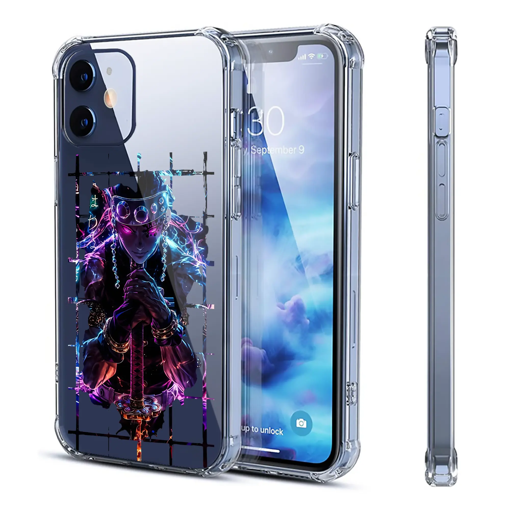 鬼滅の刃 グッズ,宇髄 天元 - IPhone 12シリーズ対応 ・ 透明スマホケース ・ クリアソフトケース ・ TPU素材 ・ 耐衝撃 ・ 高密着 ・ 防汚 防指紋 ・ 簡単着脱